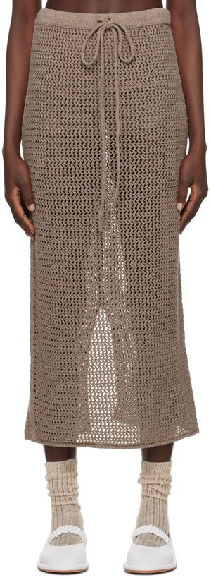Lauren Manoogian Brown Net Maxi Skirt