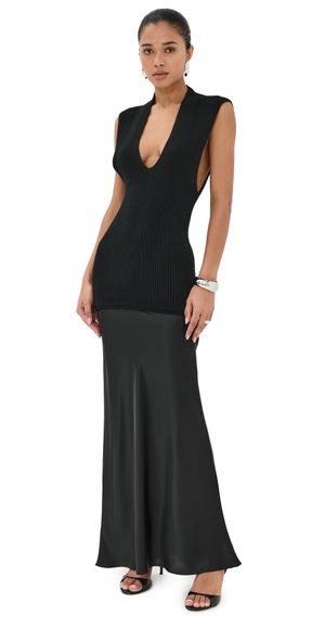 Christopher Esber Moulded Cashmere Scarf Monument Dress Black M