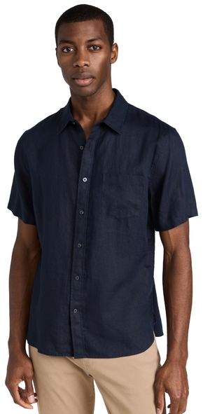 Vince Linen Short Sleeve Shirt Coastal M