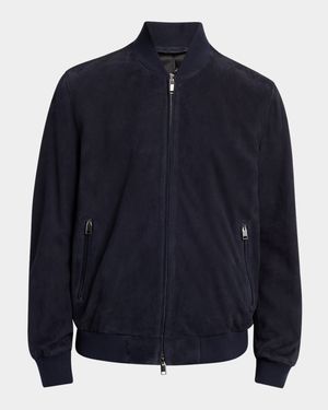 Men's Perferated Suede Bomber Jacket