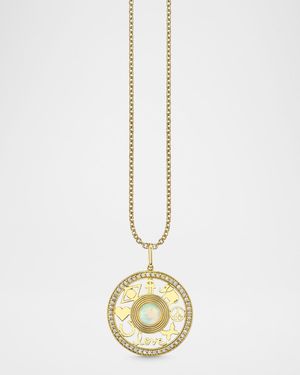 Open Icon Stone Pendant on Medium Bolita Chain Necklace