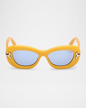 Filigree Acetate Oval Sunglasses