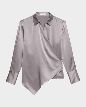 Relaxed Silk Wrap Shirt