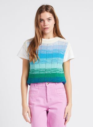 Indee - Pull col rond droit en coton recyclé mélangé - Taille M - Vert