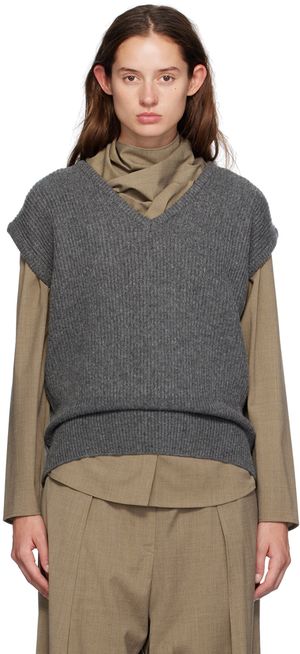 LE17SEPTEMBRE Gray V-Neck Vest