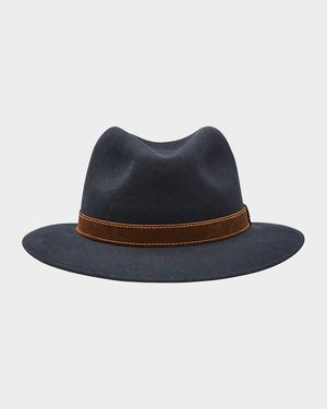 Men's Alessandria Leather-Band Wool Fedora Hat