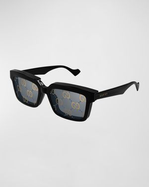 Men's Acetate Rectangle Sunglasses with GG Lens