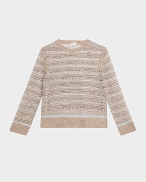 Crewneck Textured Lace & Ottoman Stitch Sweater