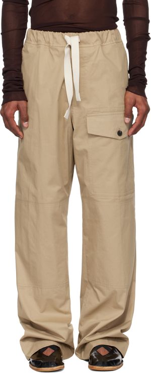 Dries Van Noten Beige Drawstring Cargo Pants