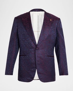 Men's Silk and Wool Jacquard Single-Breasted Sport Coat
