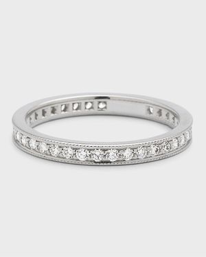 Channel-Set Diamond Eternity Band Ring in 18K White Gold, Size 7, 0.56tcw