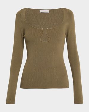 Lylia Ribbed Wavy U-Ring Top