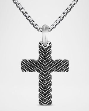 Men's Chevron Cross Enhancer in Silver with Diamonds, 36mm