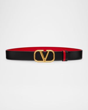 VLogo Signature Reversible Leather Belt, 30mm