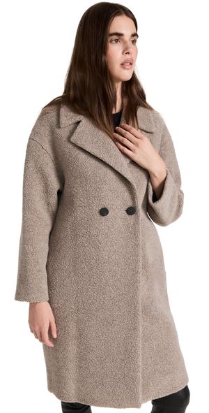 Harris Wharf London Dropped Shoulder Boucle Coat Taupe 42