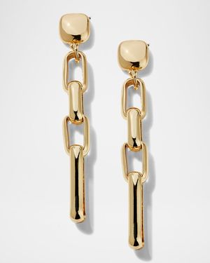 Gold Rectangular Links Earrings
