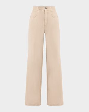 Wide-Leg Jeans with Side Pleat