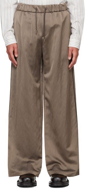 System Pantalon brun en satin