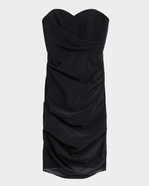 Strapless Tucked Power Mesh Dress