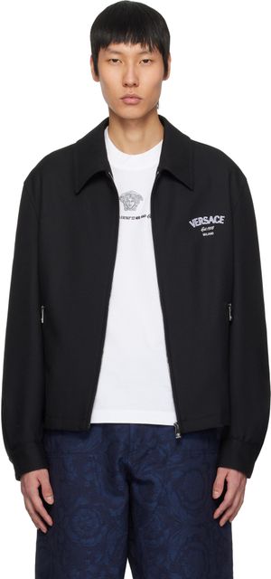 Versace Black Medusa Gallery Wool Blouson Jacket