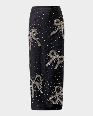 Bow Embellished Midi Skirt