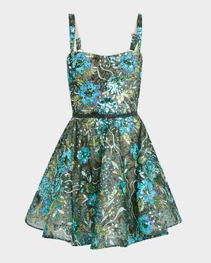 Mademoiselle Sequin Embroidered Mini Dress