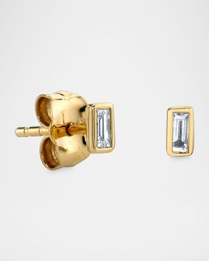 14K Gold Diamond Baguette Stud Earrings