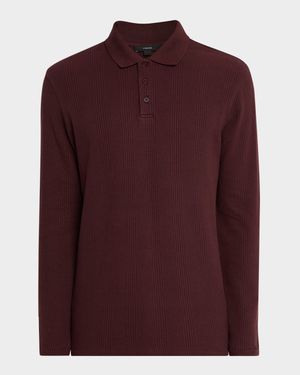 Men's Long-Sleeve Textured Polo Shirt
