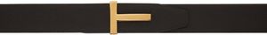 TOM FORD Ceinture réversible noire en cuir souple grainé à ferrure à logo texturée