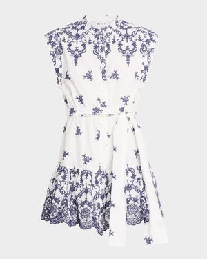Neelie Floral Eyelet-Embroidered Mini Dress