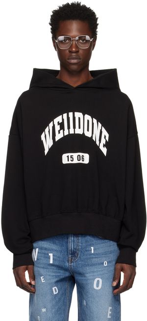 We11done Black Printed Hoodie