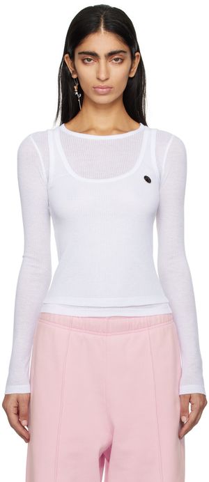 AMBUSH White Double Layer Long Sleeve T-Shirt