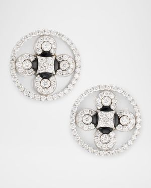 Baia Sommersa Earrings in 18K White Gold with White Diamonds, Onyx and Mother Of Pearl