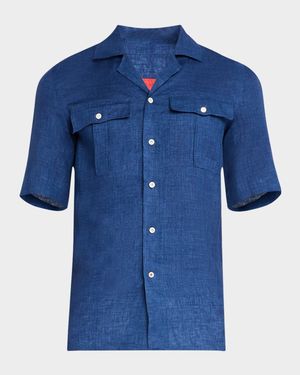 Men's Linen Two-Pocket Camp Shirt