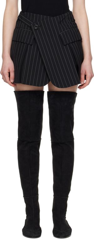 sacai Black Wool Silk Suiting Skort