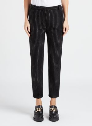Pinko - Pantalon cigarette droit à rayures - Taille 46 - Noir