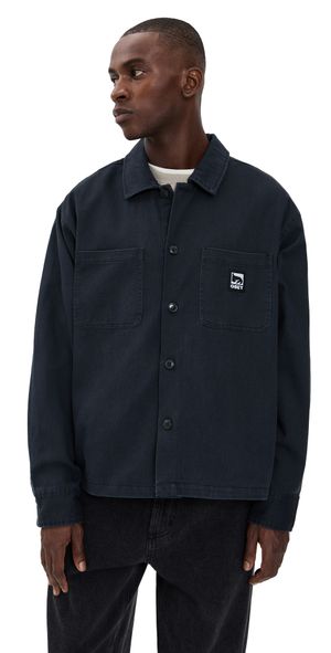 Obey Harvey Denim Shirt Jacket Black Faded Wash XL