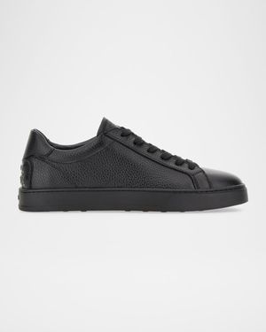Men's Grained Calfskin Low-Top Sneakers