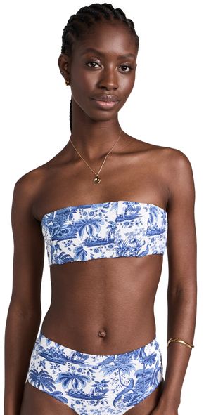 STAUD Mala Bikini Top Blue Toile M