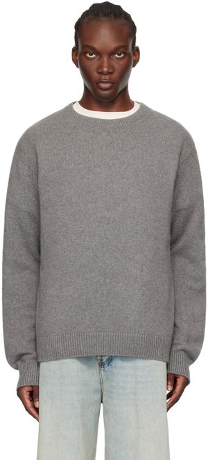 The Elder Statesman Gray Simple Crew Sweater
