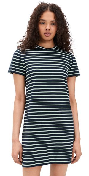 Madewell Knit T-Shirt Mini Dress Dark Navy Stripe L