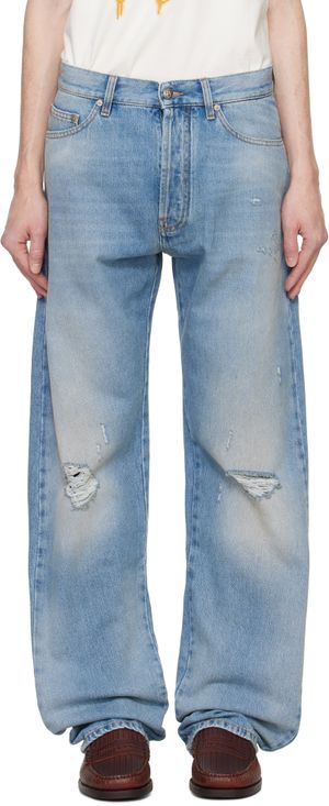 Palm Angels Jean décontracté Series bleu à monogrammes