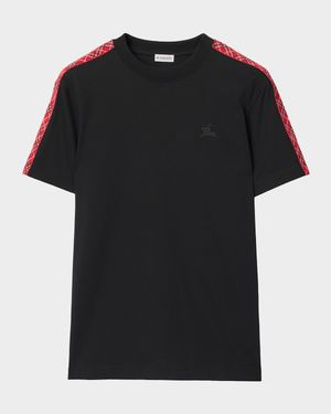 Men's Check-Trim Cotton Slim Fit T-Shirt