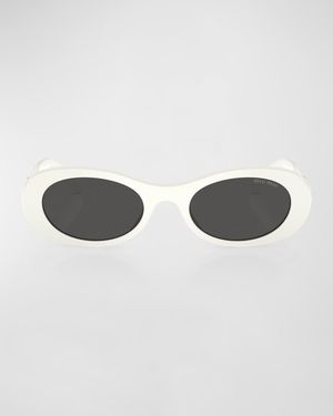 Logo Acetate Oval Sunglasses
