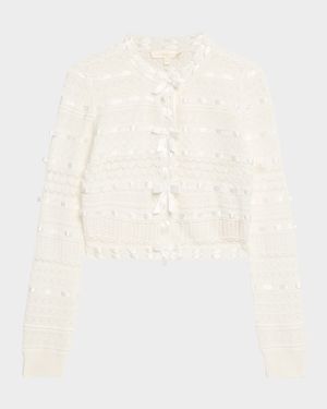 Roselline Cotton Ribbon Cardigan