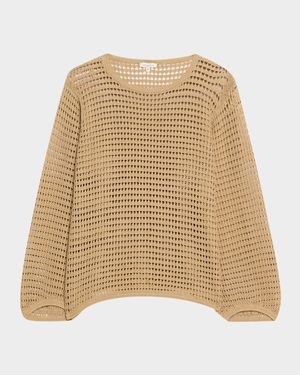 Open-Stitch Cotton Rope Yarn Sweater