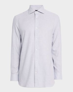 Men's Melange Cotton Button-Down Shirt