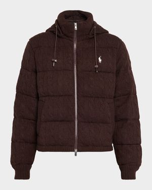 Cable-Knit Wool-Cashmere Quilted Jacket