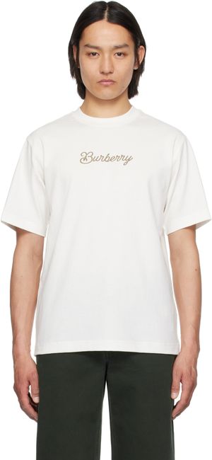 Burberry Off-White Surfer Knight Cotton T-shirt