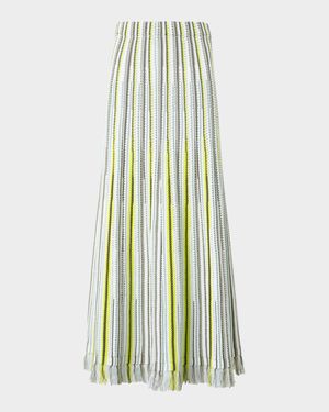 Flared Crochet Knit Fringe Hem Skirt